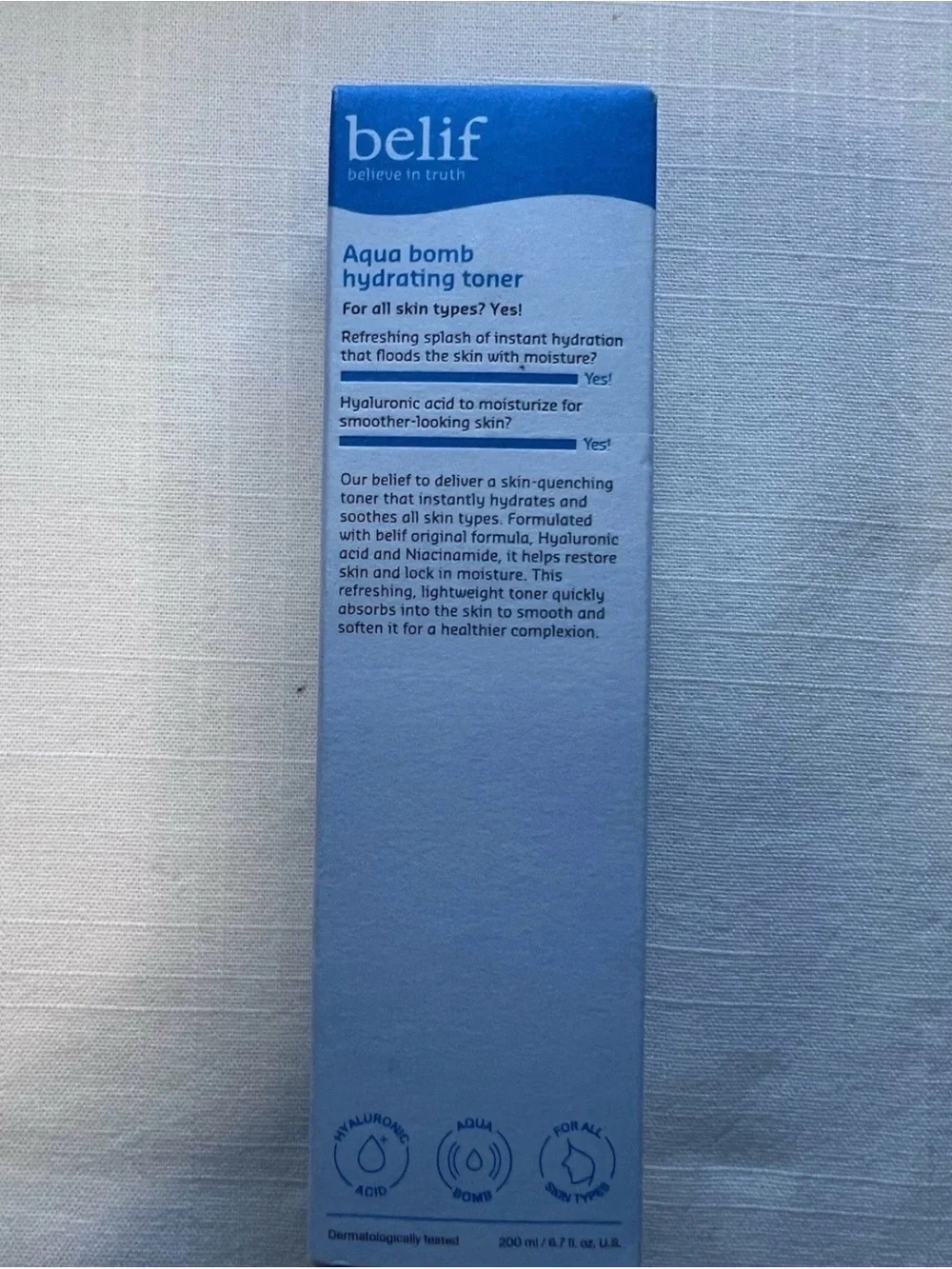 belif Aqua Bomb Hydrating Toner 200ml / 6.75 fl oz K-Beauty NIB